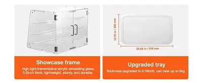 Pastry Display Case, 3-Tier Commercial Countertop Bakery Acrylic Display Case - 20.7" wide