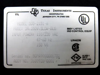 USED TEXAS INSTRUMENTS 500-2151-A POWER SUPPLY 5002151A