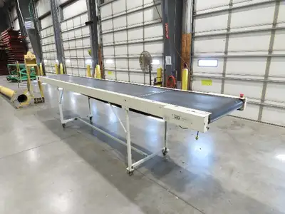 LaRos 34"x 19' Slider Bed Conveyor on Wheels 29"Bed Width 115V 30FPM 36-48"H