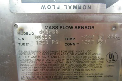 MICRO MOTION D 40S-SS FLOW SENSOR