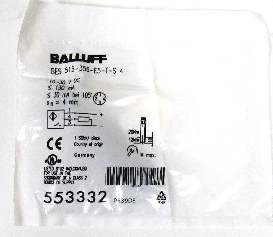 NEW BALLUFF BES-515-356-E5-T-S4 PROXIMITY SENSOR BES515356E5TS4