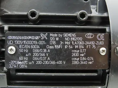 Grundfos SPK2-8/1 B-M-A-RUUV 12" Immersion Coolant Pump 15-45L/m .12kw 230V 3PH