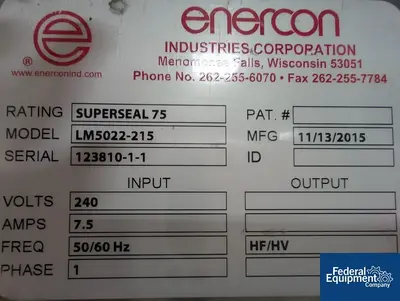 USED Enercon Enercon SuperSeal 75 Induction Sealer, Model LM5022-215