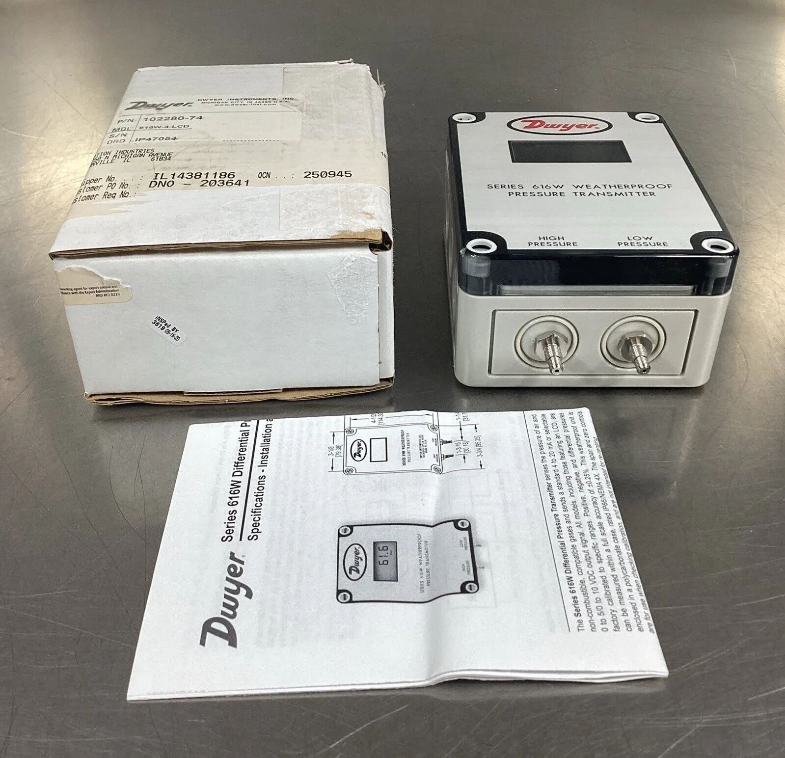 DWYER 616W-4-LCD SERIES 616 WEATHERPROOF PRESSURE TRANSMITTER 5C-18