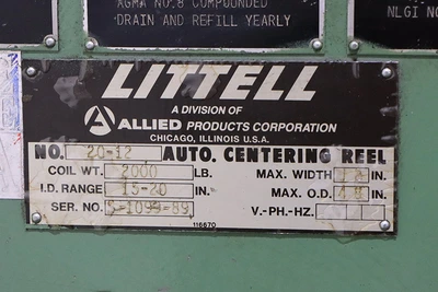 Used 1989 Littell 20-12 Centering Reels New Jersey US | Machinery Values #1333407