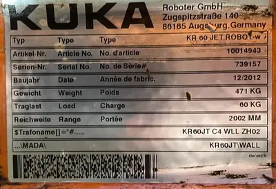 Used 2012 KUKA KUKA KR60 JET Robots Michigan US | Aucto #1332122