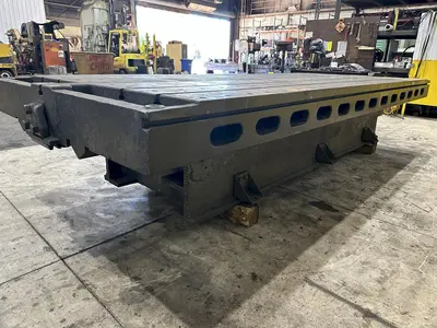 6' X 14'6" HEAVY DUTY T-SLOTTED LAYOUT TABLE ON RAISED BASE: STOCK #21788