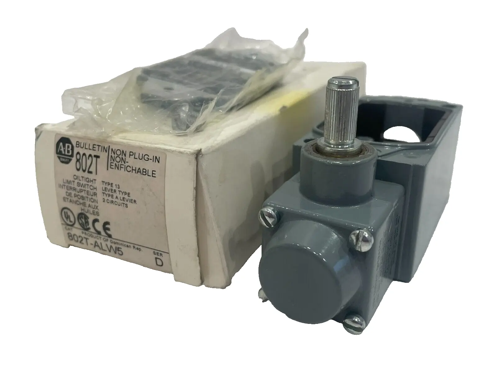 ALLEN BRADLEY 802T-ALW5 LIMIT SWITCH SER. D 802TALW5 NEW, SURPLUS