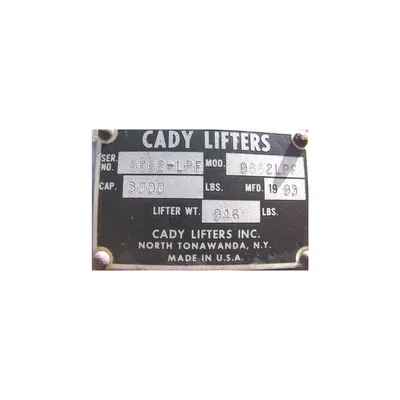 USED CADY LIFTERS INC. 9662LPF