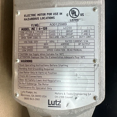Used Lutz MEI6-120 Drum Pumps Indiana US | J&J Industrial Supply #1283557