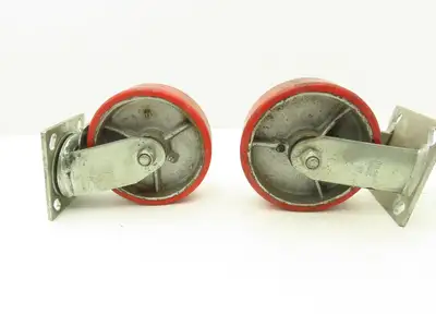 Glide Max 6" Caster Wheels Poly Set of (4) 2-Swivel w Lock & (2)-Fixed Lot of 4