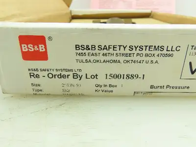 BS&B Safety Systems 1136239; VD-V-18 Rupture Disk 2" Type SKR 140 PSIG @ 72°F