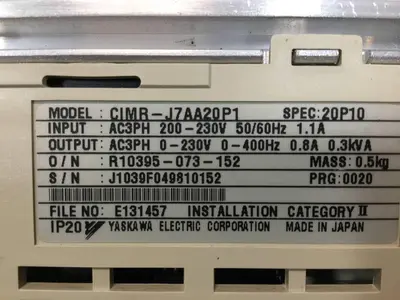 Used YASKAWA CIMR-J7AA20P1 Variable Speed Drives Michigan US | Ideal Machinery #1317045