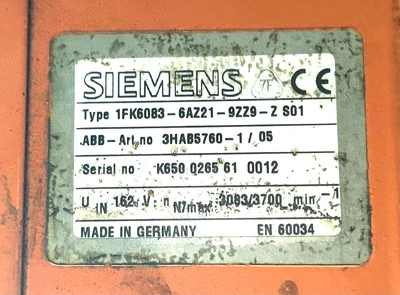 USED ABB 1FK6083-6AZ21-9ZZ9-ZS01