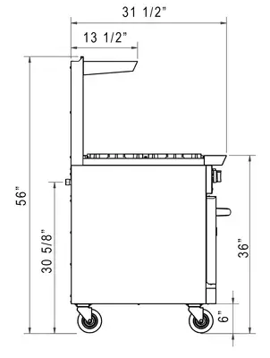 New | in-Stock Dukers New Dukers DCR36-4B12GM 36" Gas Range with Four (4) Open Burners & 12" Flat Top Griddle Commercial Ranges Illinois US | Falcon Restaurant Supply #1376280