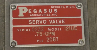 PEGASUS I2IUE SERVO VALVE .75-GPM PLS-2067 PLS2067 REFURBISHED