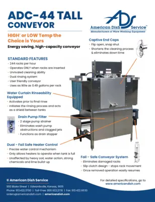 Used AMERICAN DISH SERVICE _UNKNOWN_ Tunnel Washers Pennsylvania US | MS Restaurant and Equipment Sales #1265497