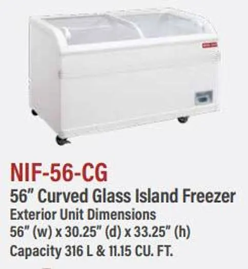 New Air - 56" curved glass Island display freezer - NIG-56-CG