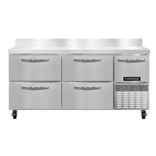 Continental RA68NBS-D 68" Worktop Refrigerator W/ (3) Sections, 115v