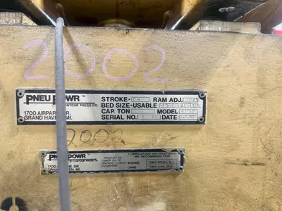 12 TON PNEUPOWR AIRAM MODEL #4P12 PNEUMATIC PRESS 3” STROKE: YOBRO #24856