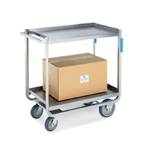Lakeside 8820 2 Level Stainless Utility Cart w/ 1500 lb Capacity, Raised Ledges