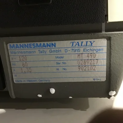 Mannesmann Tally MT460/490 Dot Matrix Printer 120V 60Hz 1.35A