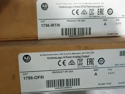 Allen Bradley 1756-0f8i Analog Output Module + 1756-irt8i Thermocouple Module, 2pcs