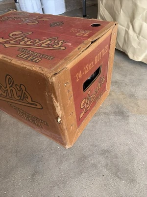 Strohs Bohemian Beer Plastic Coated Cardboard Case w/24 12oz Bottles Glass
