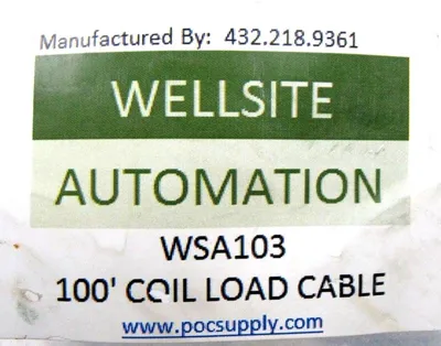NEW WELLSITE AUTOMATION WSA103 COIL LOAD CABLE 100'