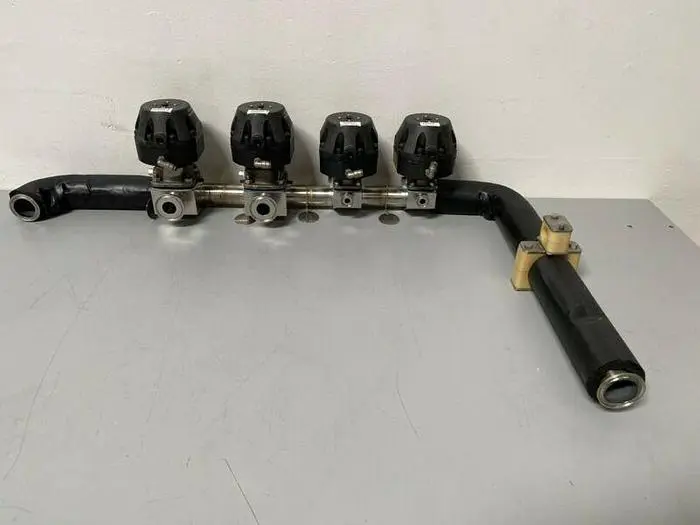 Used 2 ITT 1" & 2 ITT 1/2" 60 PSI VALVES ON MANIFOLD W/ 1/2" & 1" SANITARY FITTINGS Valves/Fittings California US | Equipment Lab #485340