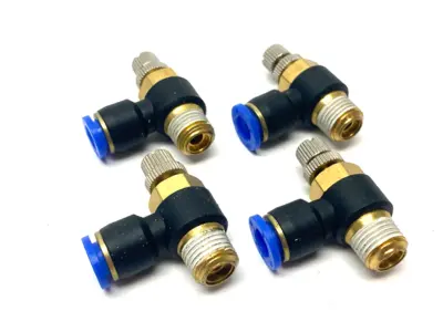 USED SNS PNEUMATIC FLOW THROTTLE/SPEED CONTROL ELBOW VALVE FITTING 8MM TUBE