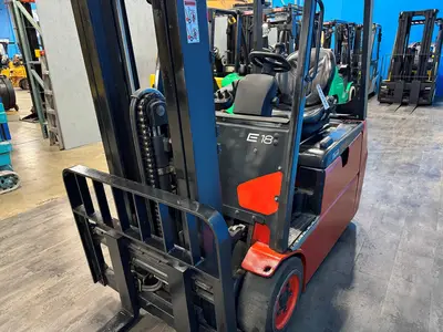 Used 2019 LINDE E18 3-Wheel Stand up Electric Counterbalance Forklifts Minnesota US | Birnstengel Equipment #1550221