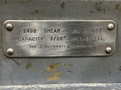 8' x 3/16" CINCINNATI MODEL #1408 MECHANICAL POWER SQUARING SHEAR: STOCK #22769