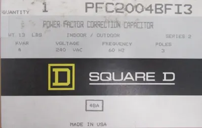 NEW SQUARE D PFC2004BFI3 POWER FACTOR CORRECTION CAPACITOR