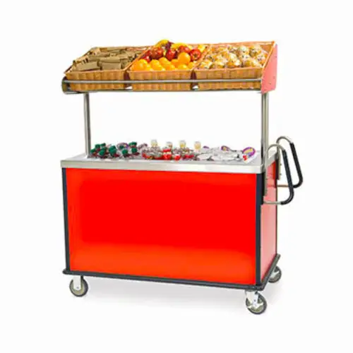Lakeside 668 Food Cart for Breakfast w/ Overshelf, 54 3/4"L x 28 1/2"W x 67"H, Stainless