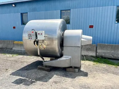 🔴 Heading to Auction May 27 - Used Rotating Drum Tumbler, 2000 Lbs Capacity, With Screw Conveyor