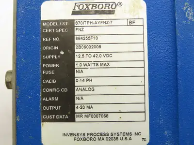 Foxboro 870ITPH-AYFNZ-7  I/A Series Transmitter w/DolpHin Sensor PH10-3N1B