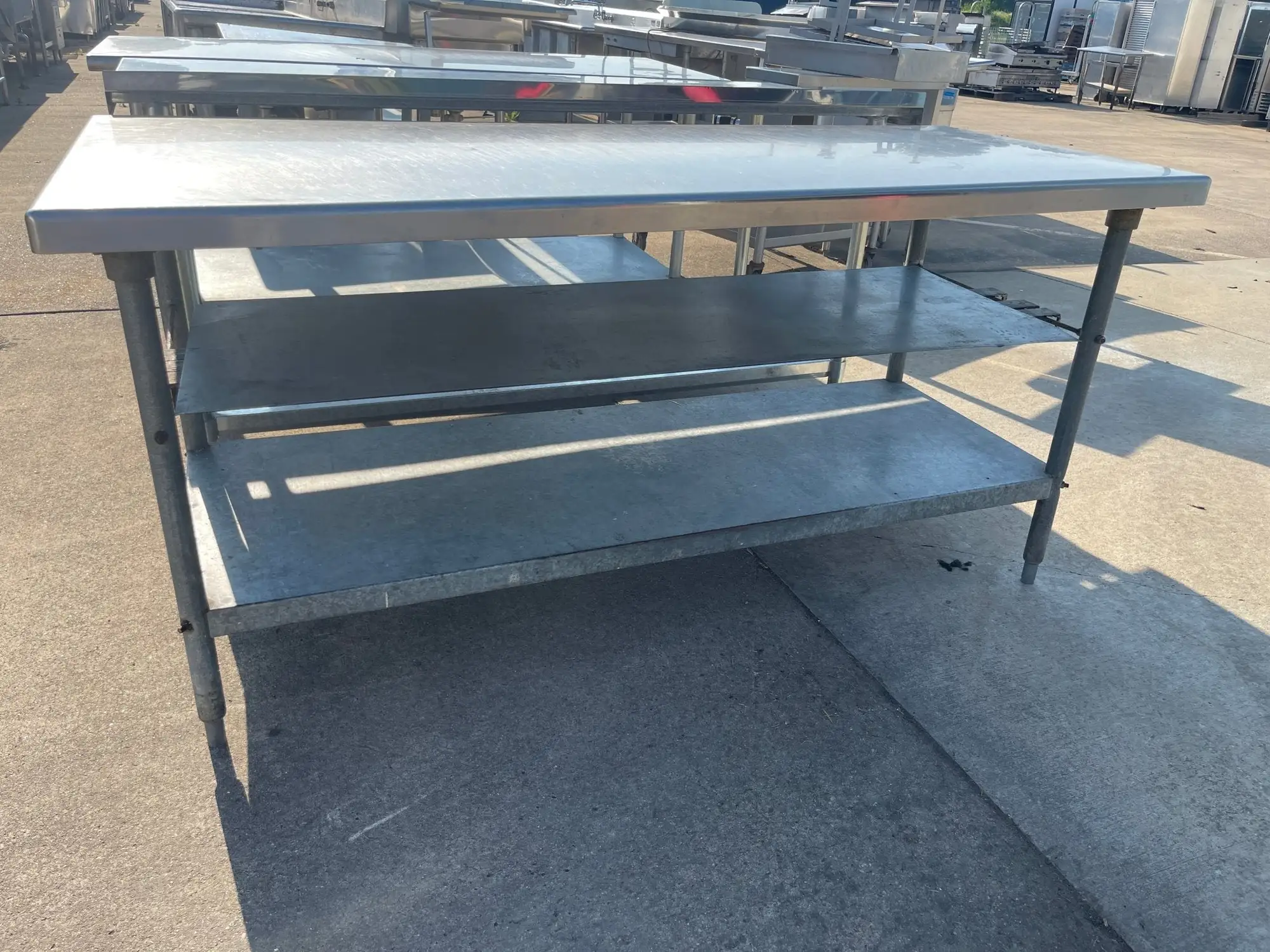 Used Falcon Restaurant Supply Used 72" Stainless Steel Table with 2 Shelves - SS317 Food Prep Tables Illinois US | Falcon Restaurant Supply #1375578