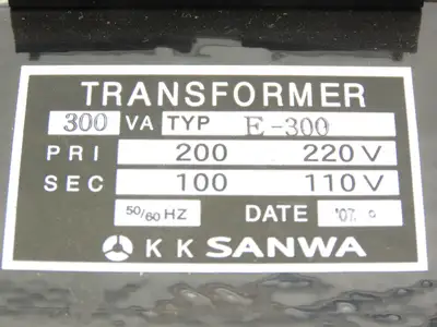 Sanwa E300 Step-Down Power Transformer 300VA Pri 200-220V Sec 100-110V Lot of 6