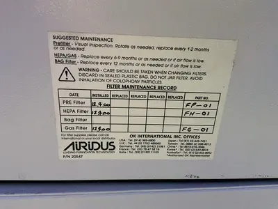 Used AIRIDUS UX501A1 Dust Collectors Ohio US | HGR 24 #1325206