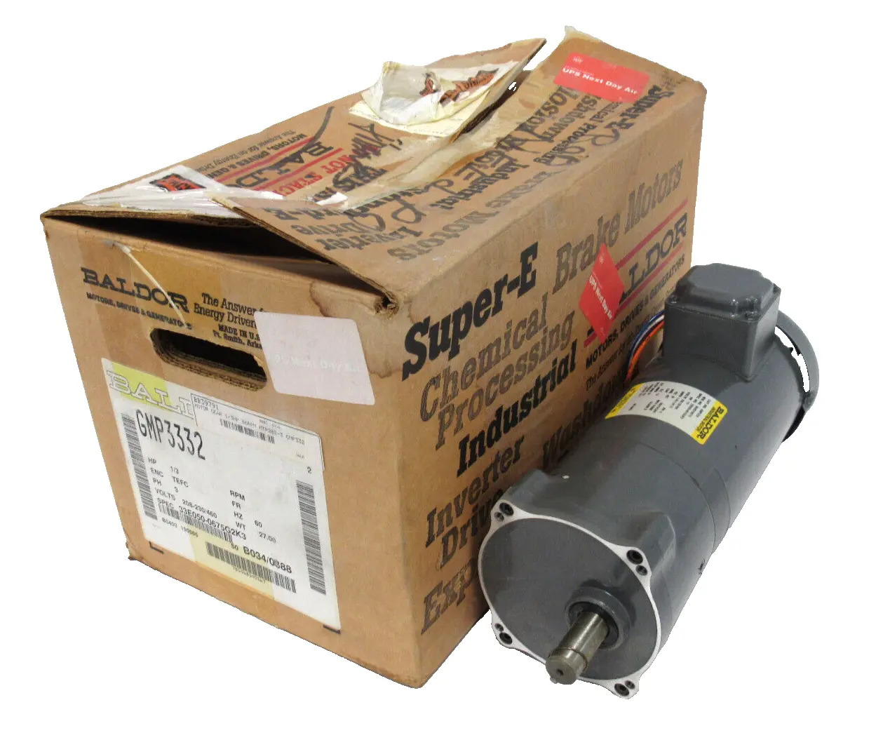 NEW BALDOR GMP3332 MOTOR 1/3HP 208-230/460V 20:1