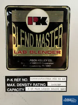 USED Patterson-Kelley 8 Quart P-K Twin Shell Blender, Plastic, Pin Bar