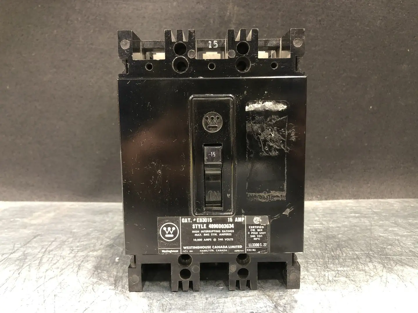 Used WESTINGHOUSE EB3015 Switchgears British Columbia CA | Lenmark #244102