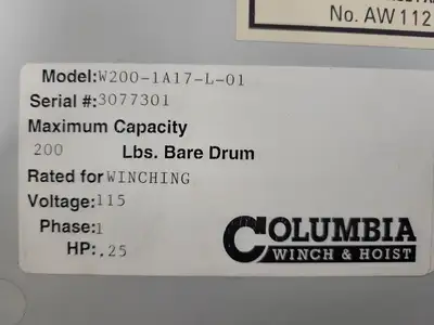 USED COLUMBIA W200-1A17-L-01