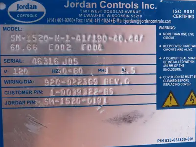 Jordan Controls SM-1520-N-1-41/190-40.44/60.66 Stepper Motor 120V SM-1520-0191