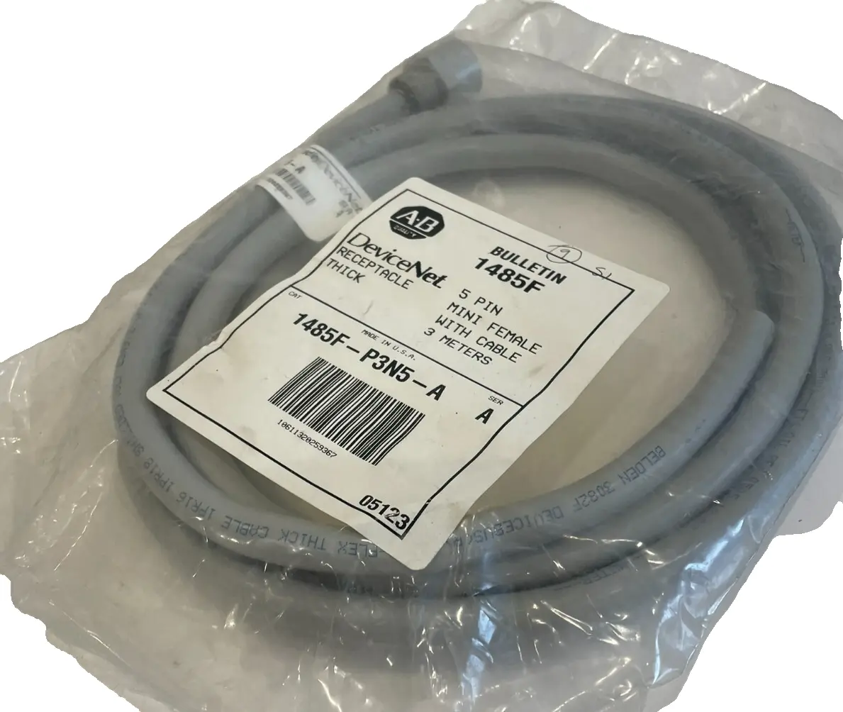 A / B 1485F-P3N5-A 5 PIN MINI FEMALE W/CABLE 3 METERS 1485FP3N5A NEW,SURPLUS
