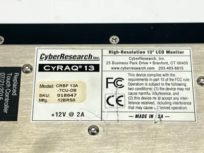 CRBF 13A-TCU-DB | Cyber Research  CYRAQ 13 High Resolution 13" LCD Touch Monitor - Used