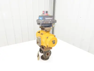 Tufline 037D 1" Flanged 3-Way Plug Valve w/Pneumatic Actuator & Positioner