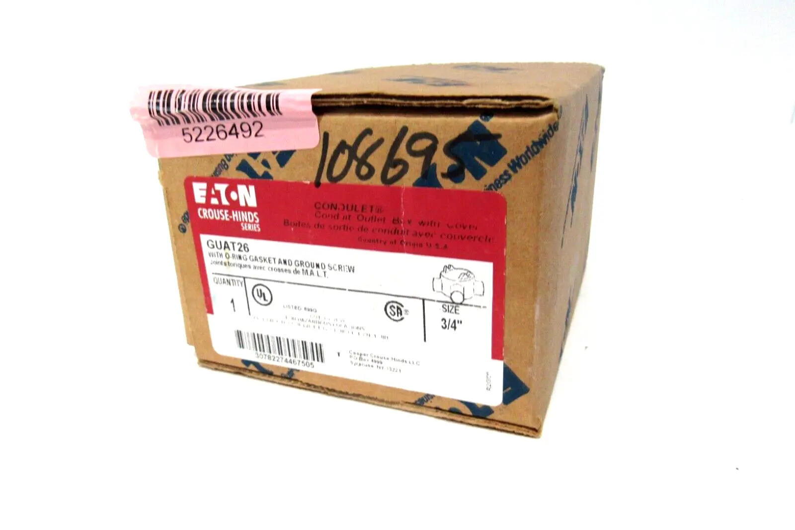 NEW EATON CROUSE HINDS GUAT26 OUTLET BOX 3/4"