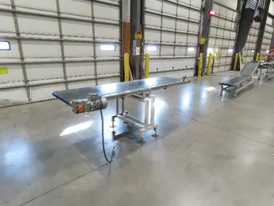 Gammerler 28"x8' 5" Slider Bed Conveyor 22" Flat Belt 125 FPM 480V Low Profile